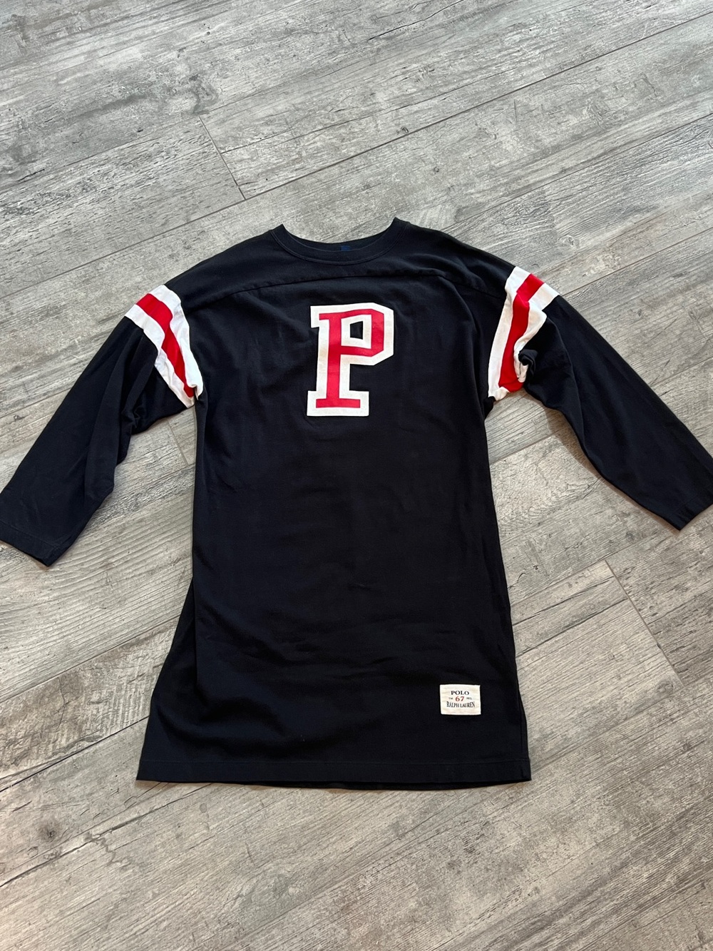 Ralph Lauren Vintage 100% Cotton Black PJ/Dress/Tshirt with red P logo Sz M